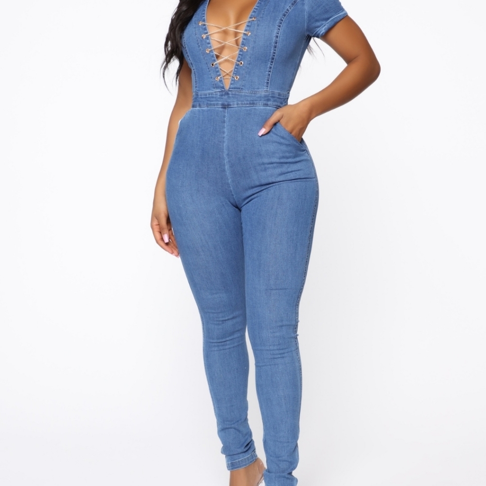 Stretch Denim Jumpsuit